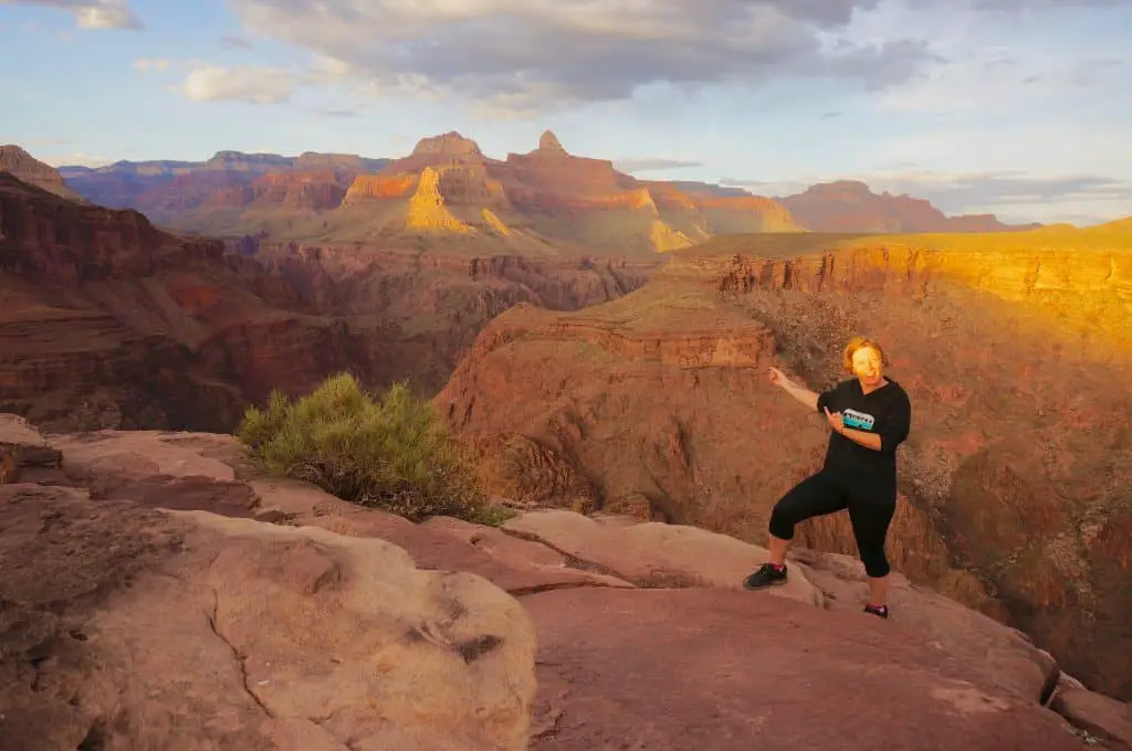 Enjoying sunset at Plateau point is possible on grand canyon rim to rim hike